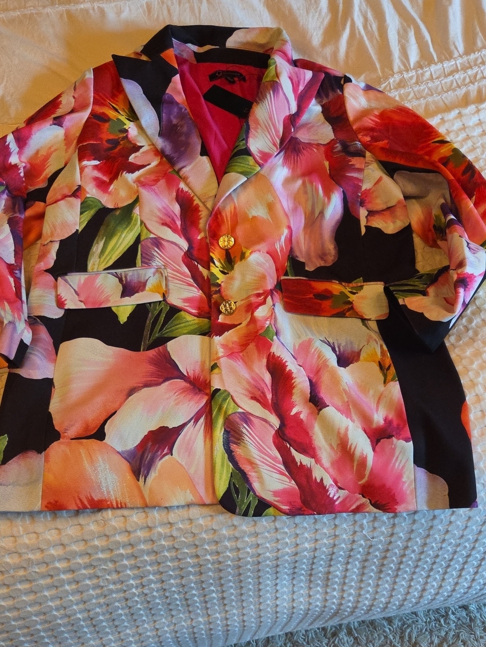 C. Wonder Floral Blazer in Black with Pink and Green